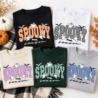 Custom Spooky Season Gingham Shirt, Halloween Ghost Graphic Tee, Choose Your Gingham Color, Cute Fall T-Shirt, Halloween Gift for Her