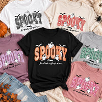 Custom Spooky Season Gingham Shirt, Halloween Ghost Graphic Tee, Choose Your Gingham Color, Cute Fall T-Shirt, Halloween Gift for Her