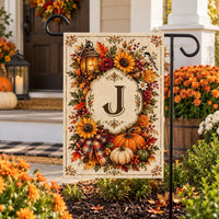 Personalized Fall Garden Flag, 12x18 Double Sided Yard Flag, Autumn Welcome Sign, Cozy Monogram Pumpkin Porch Decor, Housewarming Gift