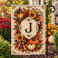 Personalized Fall Garden Flag, 12x18 Double Sided Yard Flag, Autumn Welcome Sign, Cozy Monogram Pumpkin Porch Decor, Housewarming Gift