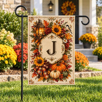 Personalized Fall Garden Flag, 12x18 Double Sided Yard Flag, Autumn Welcome Sign, Cozy Monogram Pumpkin Porch Decor, Housewarming Gift