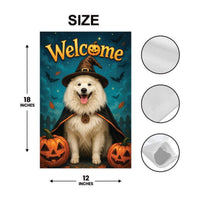 Personalized Halloween Dog Garden Flag, 12x18 Double Sided Yard Flag, Custom Pet Welcome Decor, Spooky Porch Decor, Halloween Gift