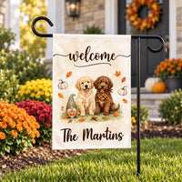 Personalized Fall Dog Garden Flag, 12x18 Inch Double Sided Outdoor Decor, Pet Welcome Flag, Autumn Family Porch Decor, Housewarming Gift