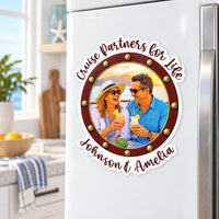 Custom Cruise Porthole Photo Magnet, Personalized Fridge Magnet, Couple Vacation Keepsake, Couple Fridge Magnet, Anniversary Keepsake