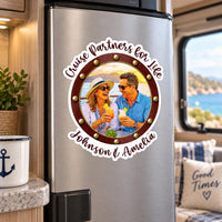 Custom Cruise Porthole Photo Magnet, Personalized Fridge Magnet, Couple Vacation Keepsake, Couple Fridge Magnet, Anniversary Keepsake