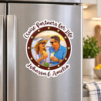 Custom Cruise Porthole Photo Magnet, Personalized Fridge Magnet, Couple Vacation Keepsake, Couple Fridge Magnet, Anniversary Keepsake
