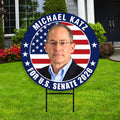 Michael Katz For Delaware Senate 2026 Yard Sign, Corrugated Plastic Senate Elections, Race Red White & Blue Yard Sign with Metal H-Stake