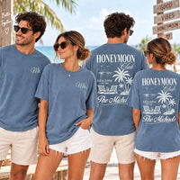 Personalized Honeymoon Couple Shirt, Custom Mr and Mrs Matching Tee, Couple Vacation Tee, Newlywed Outfit, Honeymoon Gift, Front Back
