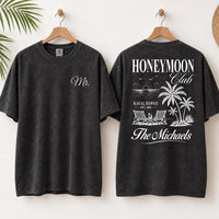 Personalized Honeymoon Couple Shirt, Custom Mr and Mrs Matching Tee, Couple Vacation Tee, Newlywed Outfit, Honeymoon Gift, Front Back