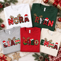 Personalized Family Christmas Shirts, Custom Name Holiday Tees, Matching Family Christmas Tee, Festive Plaid Name Top, Holiday Party Gift