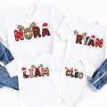 Personalized Family Christmas Shirts, Custom Name Holiday Tees, Matching Family Christmas Tee, Festive Plaid Name Top, Holiday Party Gift