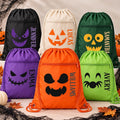 Personalized Halloween Drawstring Backpack, Custom Name Spooky Cinch Bag, Trick or Treat Sack, Party Favor Cinch Bag, Group Event Gift