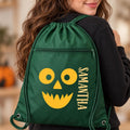 Personalized Halloween Drawstring Backpack, Custom Name Spooky Cinch Bag, Trick or Treat Sack, Party Favor Cinch Bag, Group Event Gift