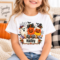 Personalized Kids Spooky Ghost Shirt, Custom Name Ghost Pumpkin Tee, Halloween Party Tee, Trick or Treat Outfit, Halloween Gift for Kids