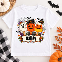 Personalized Kids Spooky Ghost Shirt, Custom Name Ghost Pumpkin Tee, Halloween Party Tee, Trick or Treat Outfit, Halloween Gift for Kids