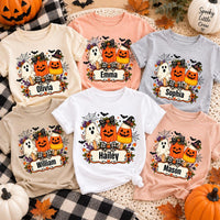 Personalized Kids Spooky Ghost Shirt, Custom Name Ghost Pumpkin Tee, Halloween Party Tee, Trick or Treat Outfit, Halloween Gift for Kids
