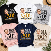 Personalized 50th Birthday Photo Shirt, Custom Look Who's 50 Tee, Funny Quote Tee, Custom Face Party Shirt for Her, Birthday Gift for Her