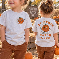 Personalized Kids Pumpkin Patch Shirt, Custom Name Halloween Tee, Retro Pumpkin, Toddler Fall Tee, Halloween Gift for Kids, Front Back