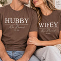 Personalized Hubby Wifey Matching Shirts, Custom Last Name Tees, Matching Couples Tee, His and Hers Wedding Outfit, Anniversary Gift