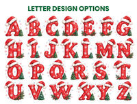 Personalized Christmas Initial Shirt, Custom Name Holiday Tee, Festive Santa Hat Letter Top, Family Matching Outfit, Holiday Gift for Kids