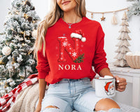 Personalized Christmas Initial Shirt, Custom Name Holiday Tee, Festive Santa Hat Letter Top, Family Matching Outfit, Holiday Gift for Kids