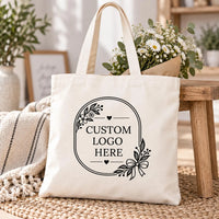 Custom Logo Canvas Tote Bag, Personalized Business Tote Bag, Small Business Shopping Bag, Custom Printed Cotton Tote, Branded Client Gift