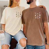 Personalized Couple Initial Shirt, Custom Anniversary Date Tee, Matching Couples Arrow Shirt, Wedding Gift for Couple, His and Hers Gift