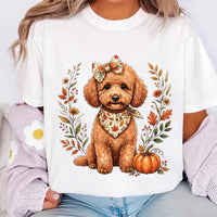 Custom Fall Dog Breed Shirt, Cute Autumn Puppy T-Shirt, Cozy Pet Lover Graphic Tee, Rustic Pumpkin Season Outfit, Gift for Pet Mom
