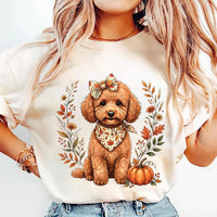 Custom Fall Dog Breed Shirt, Cute Autumn Puppy T-Shirt, Cozy Pet Lover Graphic Tee, Rustic Pumpkin Season Outfit, Gift for Pet Mom