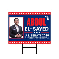 Abdul El-Sayed For Michigan Senate 2026 Yard Sign, Corrugated Plastic Senate Elections, Race Red White & Blue Yard Sign with Metal H-Stake