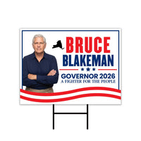 Bruce Blakeman For New York Governor 2026 Yard Sign, Corrugated Plastic Governor Elections Race Red White Blue Yard Sign with Metal H-Stake