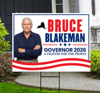 Bruce Blakeman For New York Governor 2026 Yard Sign, Corrugated Plastic Governor Elections Race Red White Blue Yard Sign with Metal H-Stake