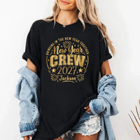 Personalized New Year Crew Shirt, Custom Family Name 2027 Tee, Gold Fireworks Party T-Shirt, Matching NYE Group Outfit, New Year Gift