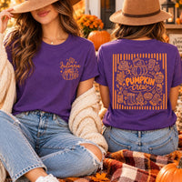 Personalized Pumpkin Crew Shirt, Custom Name Fall T-Shirt, Holiday Tee, Thanksgiving Pumpkin Outfit, Holiday Gift for Her, Front Back Print