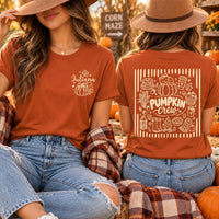 Personalized Pumpkin Crew Shirt, Custom Name Fall T-Shirt, Holiday Tee, Thanksgiving Pumpkin Outfit, Holiday Gift for Her, Front Back Print