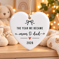 Custom New Parents Ceramic Ornament, Mom and Dad 2026 Family Milestone, Baby Keepsake Ornament, First Year as Parents Decor, New Baby Gift