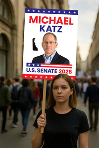 Michael Katz For Delaware Senate 2026 Election Sign, Anti-Trump, Political Campaign Sign, Senate Election 2026 Race Poster Sign