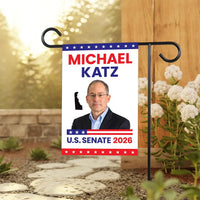 Michael Katz For Delaware Senate 2026 Garden Flag, Double Sided, 2026 Senate Flag, Elections Flag, Anti-Trump Sign, Race Red White Blue Flag
