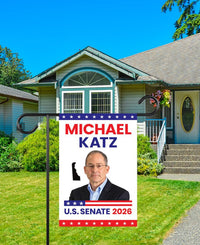 Michael Katz For Delaware Senate 2026 Garden Flag, Double Sided, 2026 Senate Flag, Elections Flag, Anti-Trump Sign, Race Red White Blue Flag