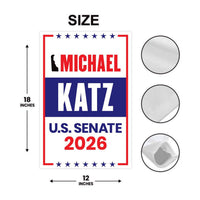 Michael Katz For Delaware Senate 2026 Garden Flag, Double Sided, 2026 Senate Flag, Elections Flag, Anti-Trump Sign, Race Red White Blue Flag