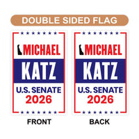 Michael Katz For Delaware Senate 2026 Garden Flag, Double Sided, 2026 Senate Flag, Elections Flag, Anti-Trump Sign, Race Red White Blue Flag