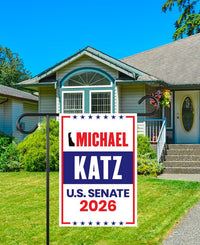 Michael Katz For Delaware Senate 2026 Garden Flag, Double Sided, 2026 Senate Flag, Elections Flag, Anti-Trump Sign, Race Red White Blue Flag