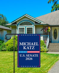 Michael Katz For Delaware Senate 2026 Garden Flag, Double Sided, 2026 Senate Flag, Elections Flag, Anti-Trump Sign, Race Red White Blue Flag