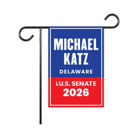 Michael Katz For Delaware Senate 2026 Garden Flag, Double Sided, 2026 Senate Flag, Elections Flag, Anti-Trump Sign, Race Red White Blue Flag