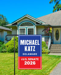 Michael Katz For Delaware Senate 2026 Garden Flag, Double Sided, 2026 Senate Flag, Elections Flag, Anti-Trump Sign, Race Red White Blue Flag
