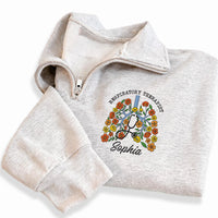 Personalized Respiratory Therapist Embroidered Quarter Zip Sweatshirt, Custom RT Top, Floral Lungs, Hospital Shift Pullover, Gift for Her