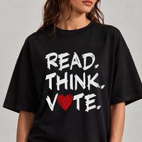 Read Think Vote Shirt, Vote Early No King Protest T Shirt, Election Day Voter Tee, Bold Voting Graphic Unisex Top, Political Gift for Voters