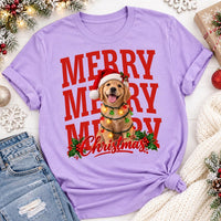 Custom Christmas Dog Photo Shirt, Personalized Pet Portrait Holiday Tee, Merry Christmas Puppy Top, Festive Dog Lover Shirt, Pet Mom Gift
