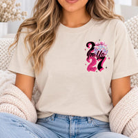 Hello 27 Birthday Shirt, 27th Birthday Tee for Women, Pink Disco Ball Graphic Tee, Cute Retro Birthday Outfit, Birthday Gift for Her