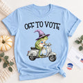 Off to Vote Frog Witch Shirt, Funny Halloween Voting Tee, Cute Witch Frog Scooter Graphic, Election Season T Shirt, Gift for Voters